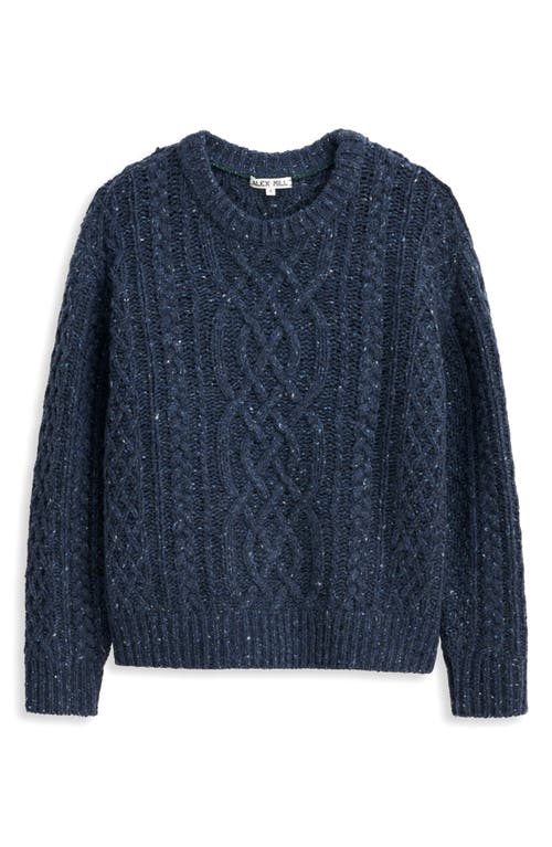 Alex Mill Madelyn Cable Knit Wool Blend Donegal Sweater In Blue