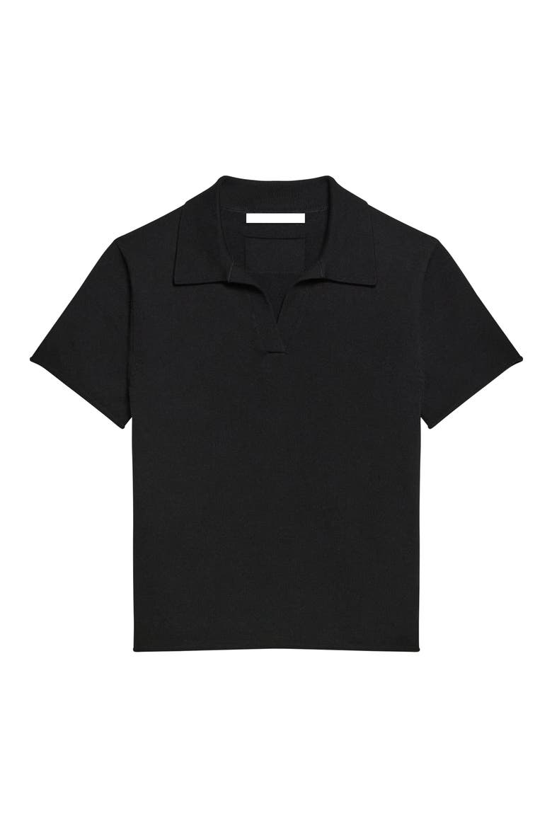 Shrunken Knit Polo, Alternate, color, BLACK