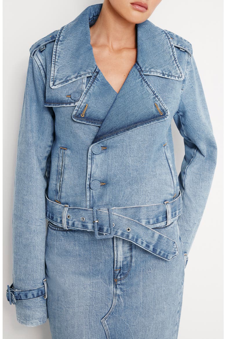 Belted Crop Denim Jacket, Main, color, INDIGO599