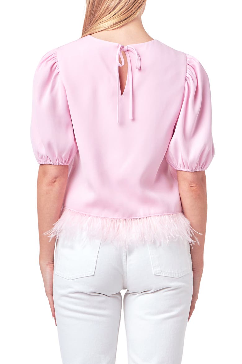 Feather Edge Puff Sleeve Top, Alternate, color, PINK