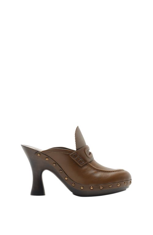 Burberry Leather Potter Clogs In Splinter