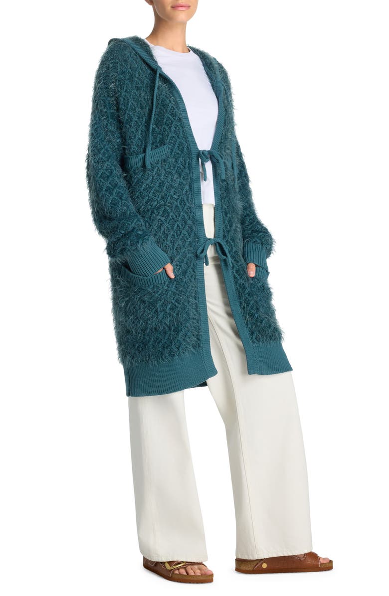 ST. JOHN Eyelash Diamond Knit Hooded Cardigan, Alternate, color, 
