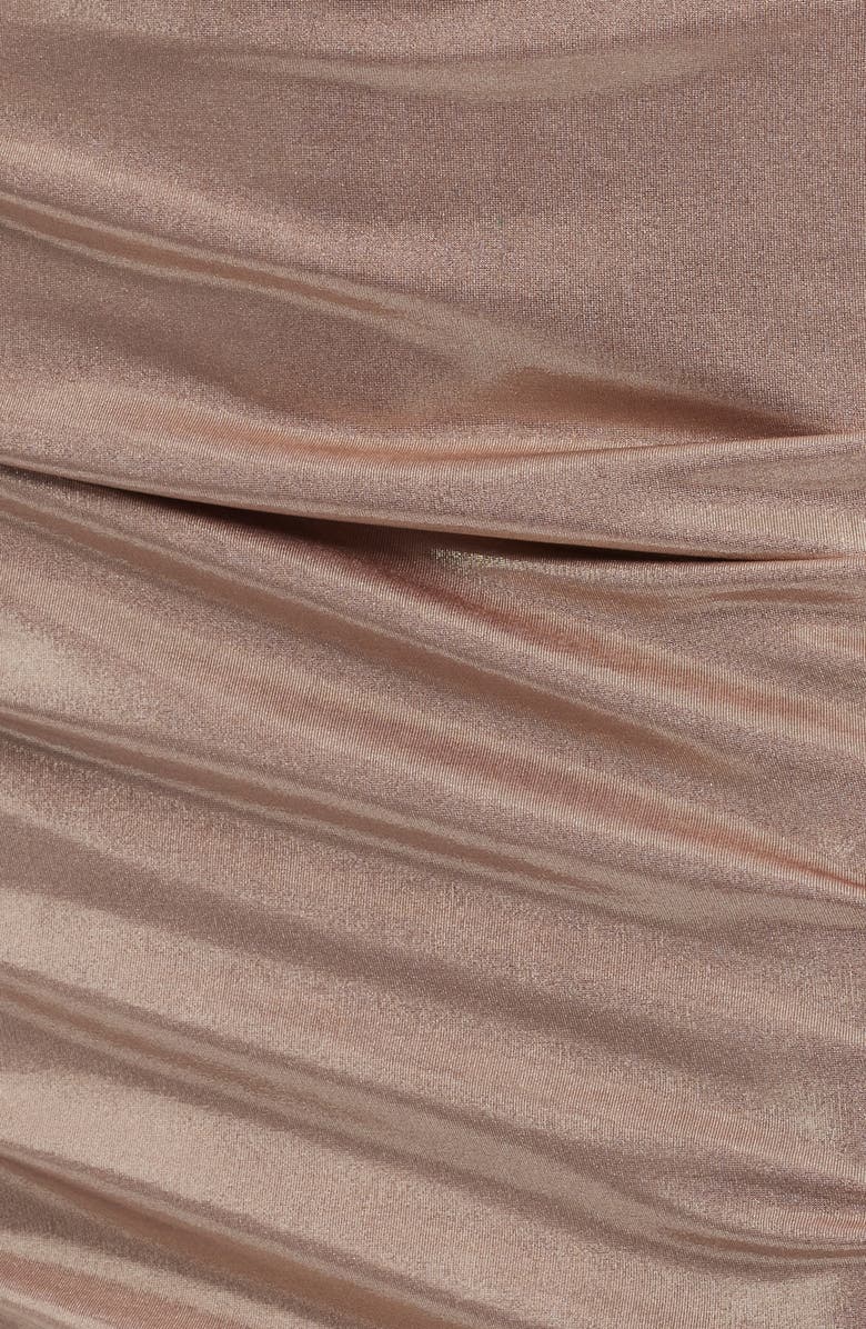 BOSS Orange Crystal Ruched Lamé Minidress, Alternate, color, Beige Overflow