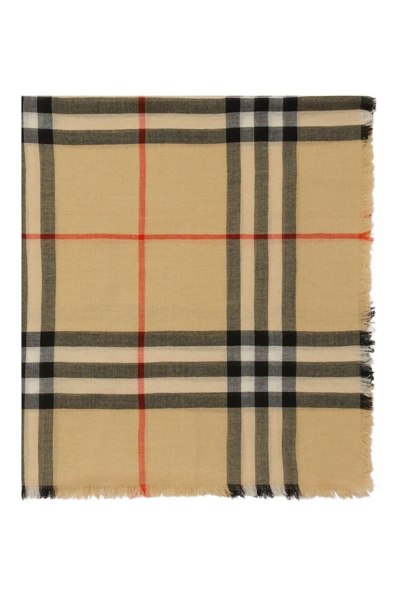 Check Wool Scarf, Alternate, color, ARCHIVE BEIGE