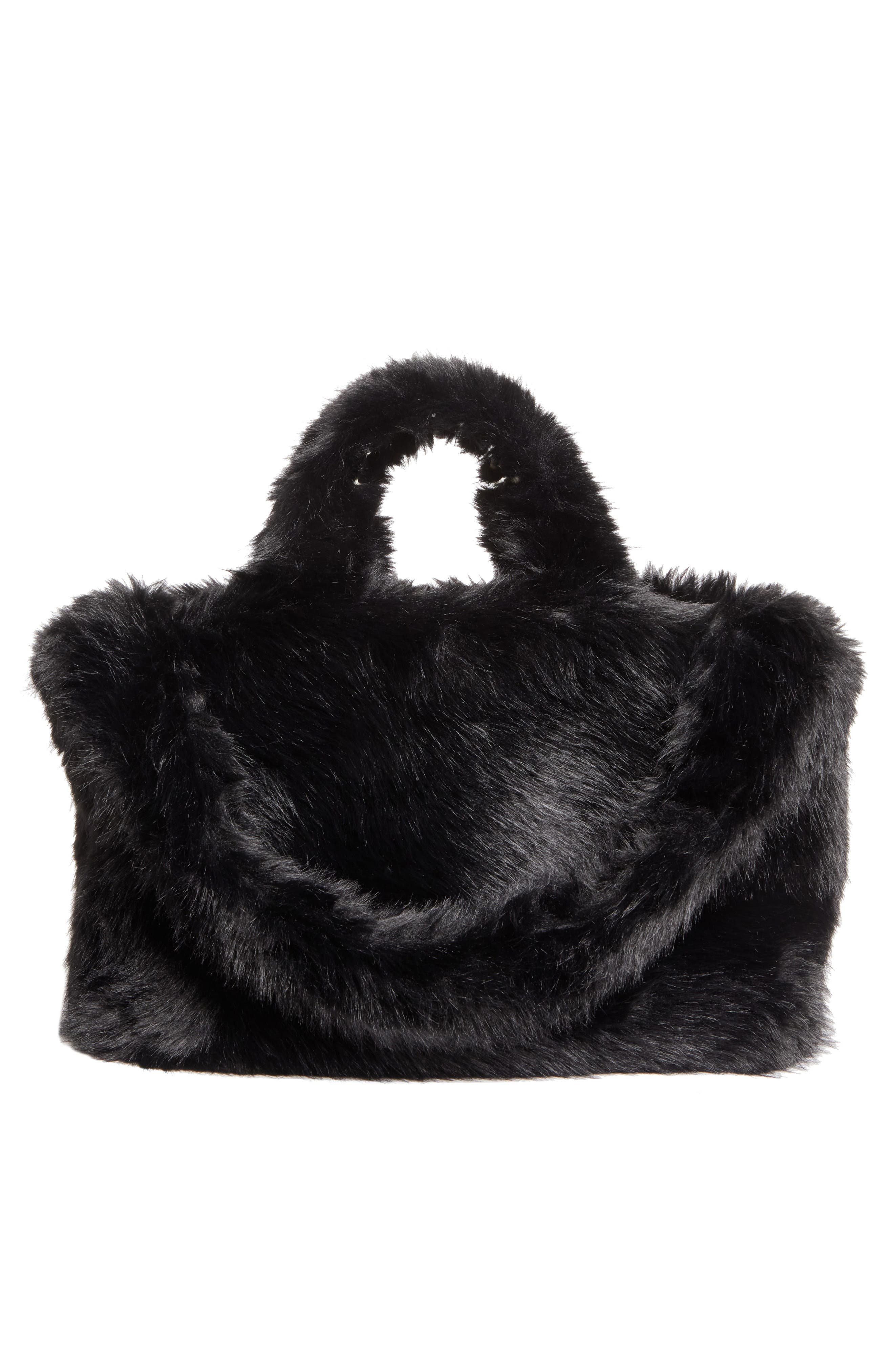 Stand Studio Livi Faux Fur Tote, Alternate, color, Black