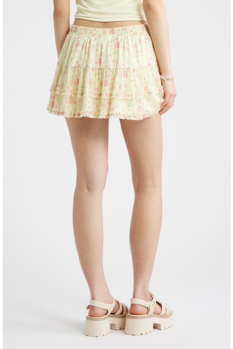 Ditsy Floral Mesh Miniskort, Alternate, color, YELLOW- PINK SHANNON FLORAL