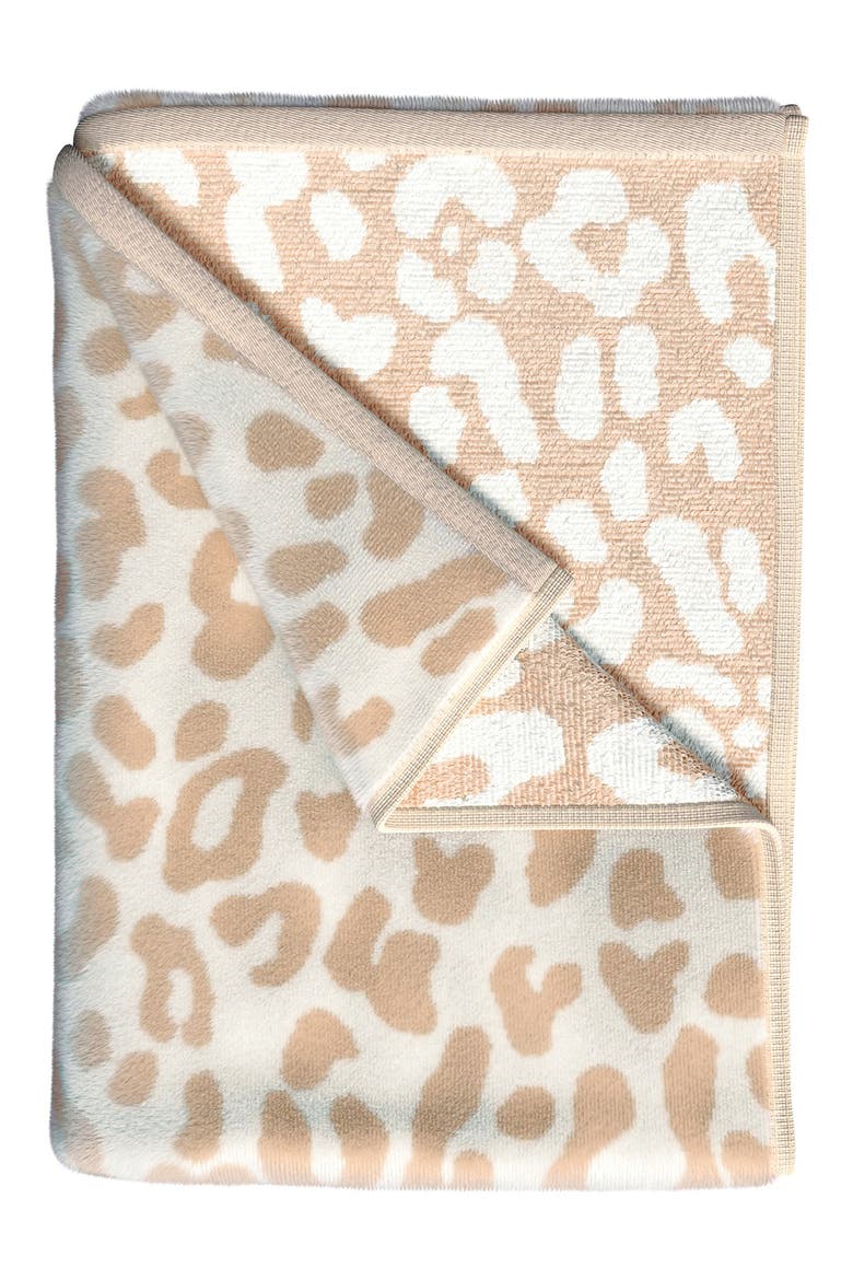 Oversize Beach Towel, Main, color, DARK TAN / IVORY LEOPARD