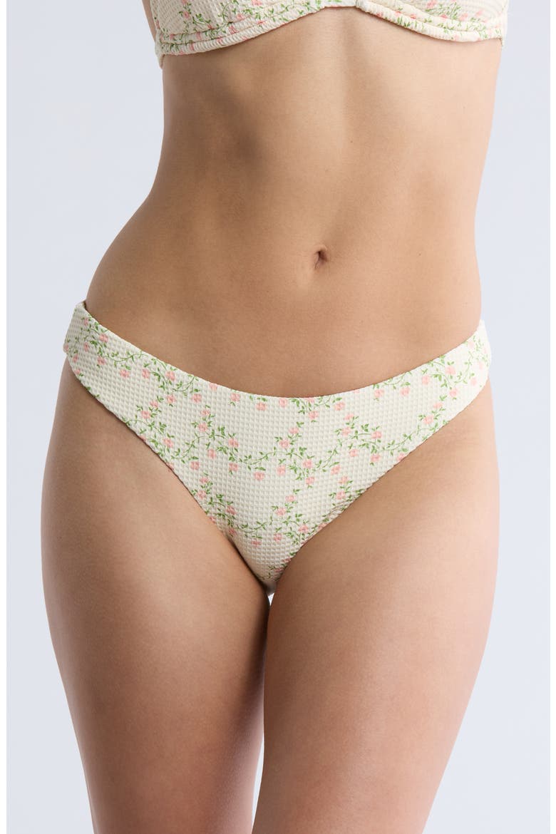 Palm Floral Bikini Bottoms, Main, color, ROSE/ MILK