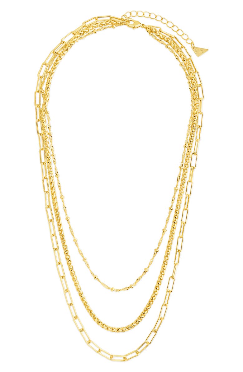Sterling Forever Parisa Layered Chain Necklace, Main, color, Gold