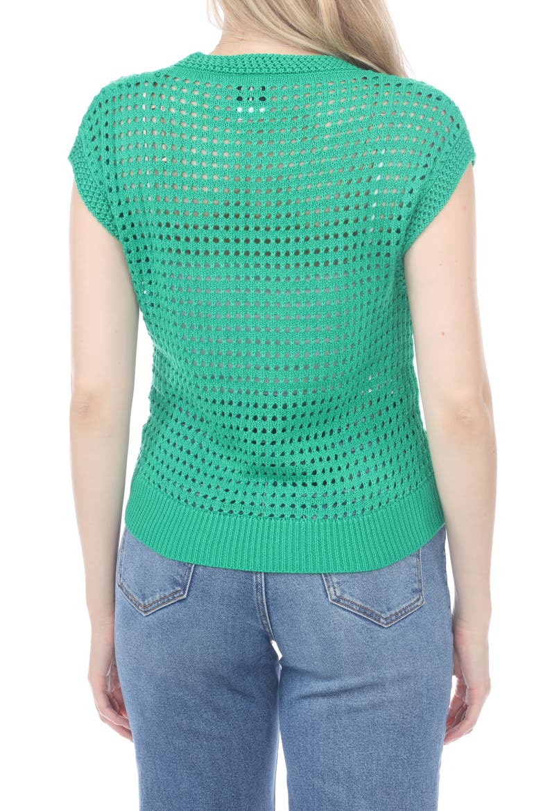 Open Knit Short Sleeve Top, Alternate, color, GREEN