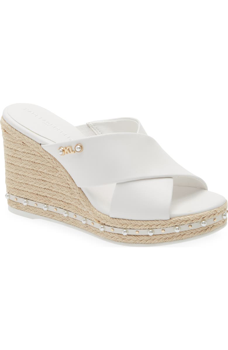 KARL LAGERFELD PARIS Cellyn Wedge Espadrille Sandal, Main, color, Bright White
