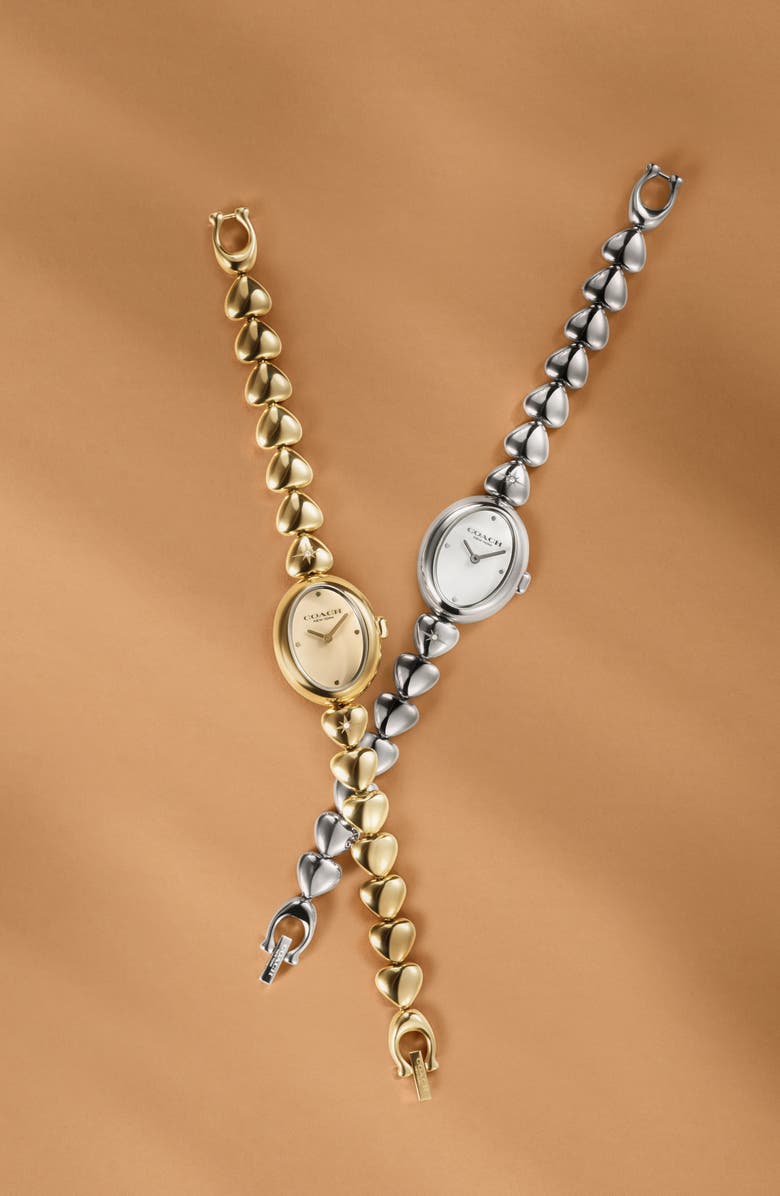 COACH Heart Bracelet Watch, 22mm, Alternate, color, Gold/ White