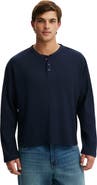 Cotton On Men's Relaxed Fit Textured Henley Long Sleeve