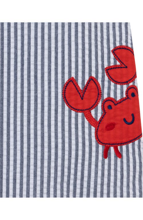 Shop Little Me Crab Sleeveless Romper & Bucket Hat Set In Blue