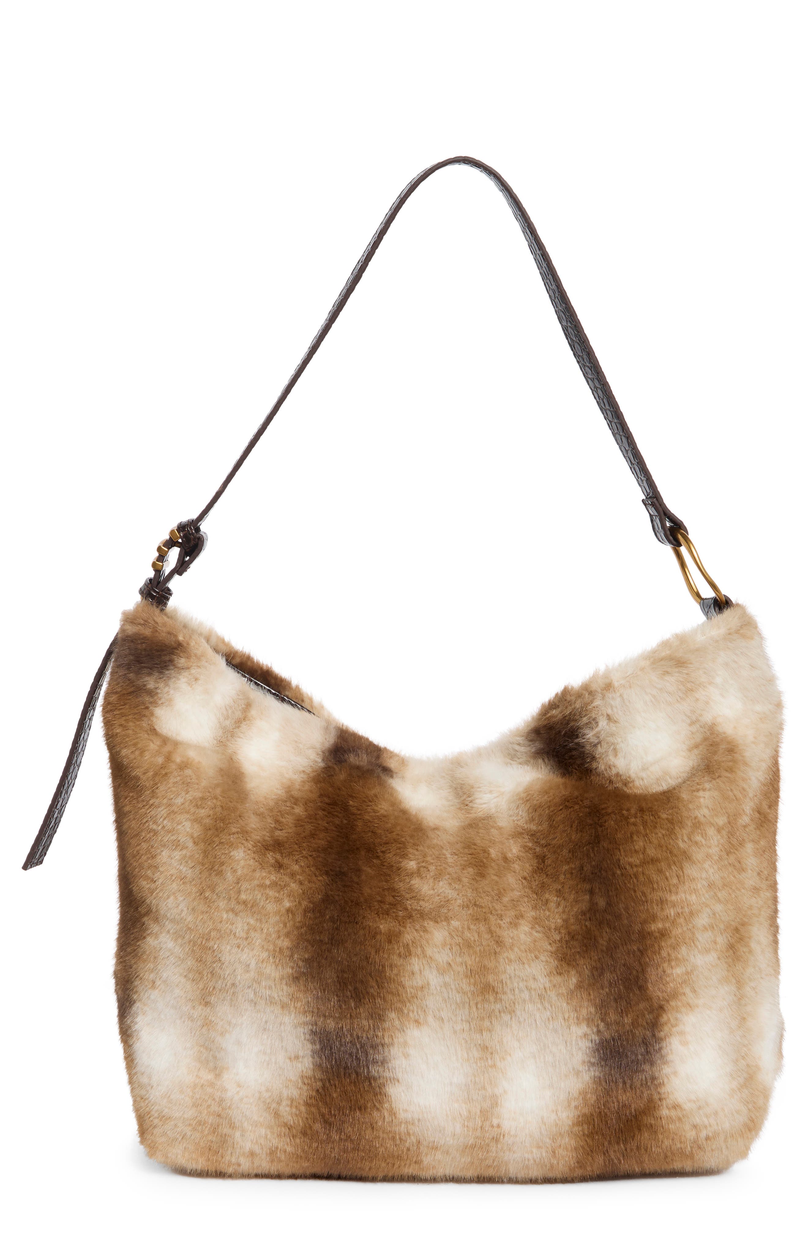 Bscout Faux Fur Hobo Bag, Main, color, LIGHT FUR