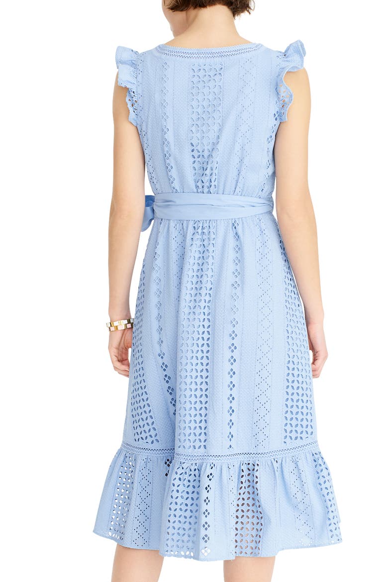 All Over Eyelet Wrap Dress, Alternate, color, FROSTY SKY