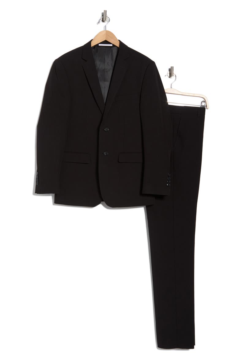 Slim Fit Four-Way Stretch Suit, Alternate, color, BLACK