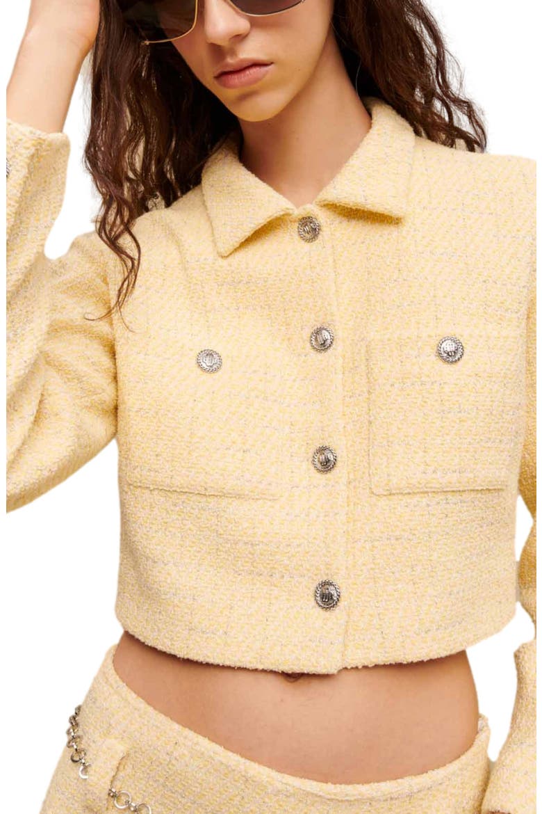 Villo Crop Tweed Jacket, Alternate, color, JAUNE PALE