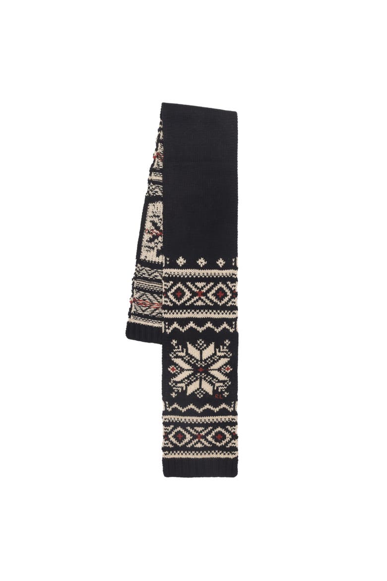 Holiday Pattern Scarf, Alternate, color, Black/Red/Cream