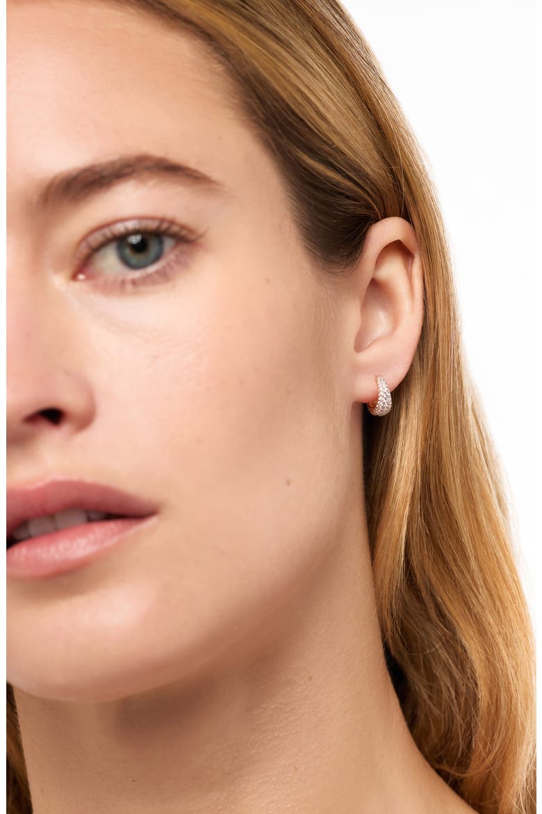 Nate Pavé Huggie Hoop Earrings, Alternate, color, GOLD CLEAR