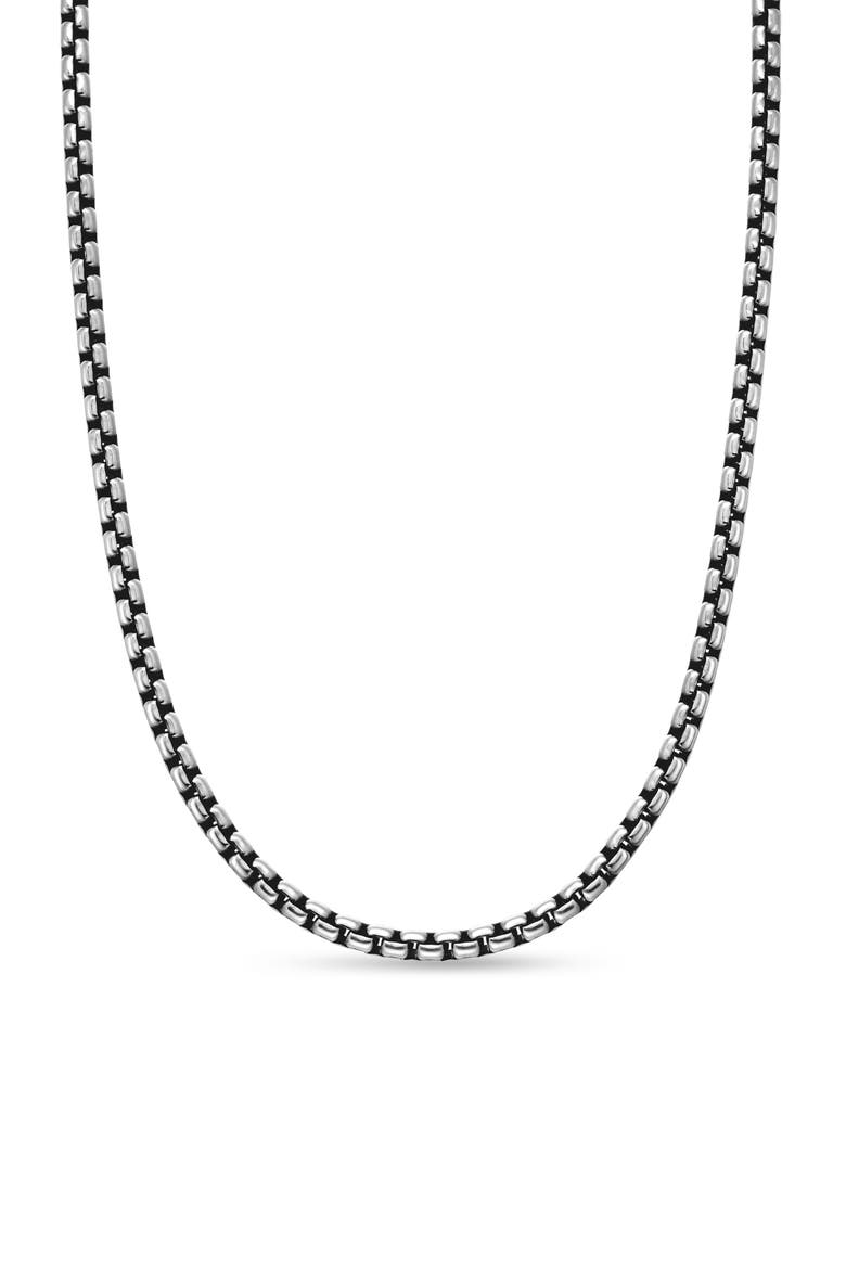 Men's Box Chain Necklace in Silver, 3.6mm, Main, color, SILVER