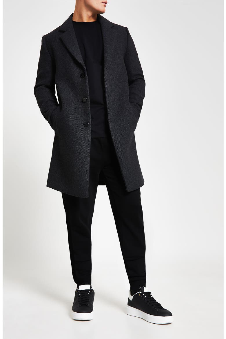 Cotton Twill Overcoat, Alternate, color, DARK GREY