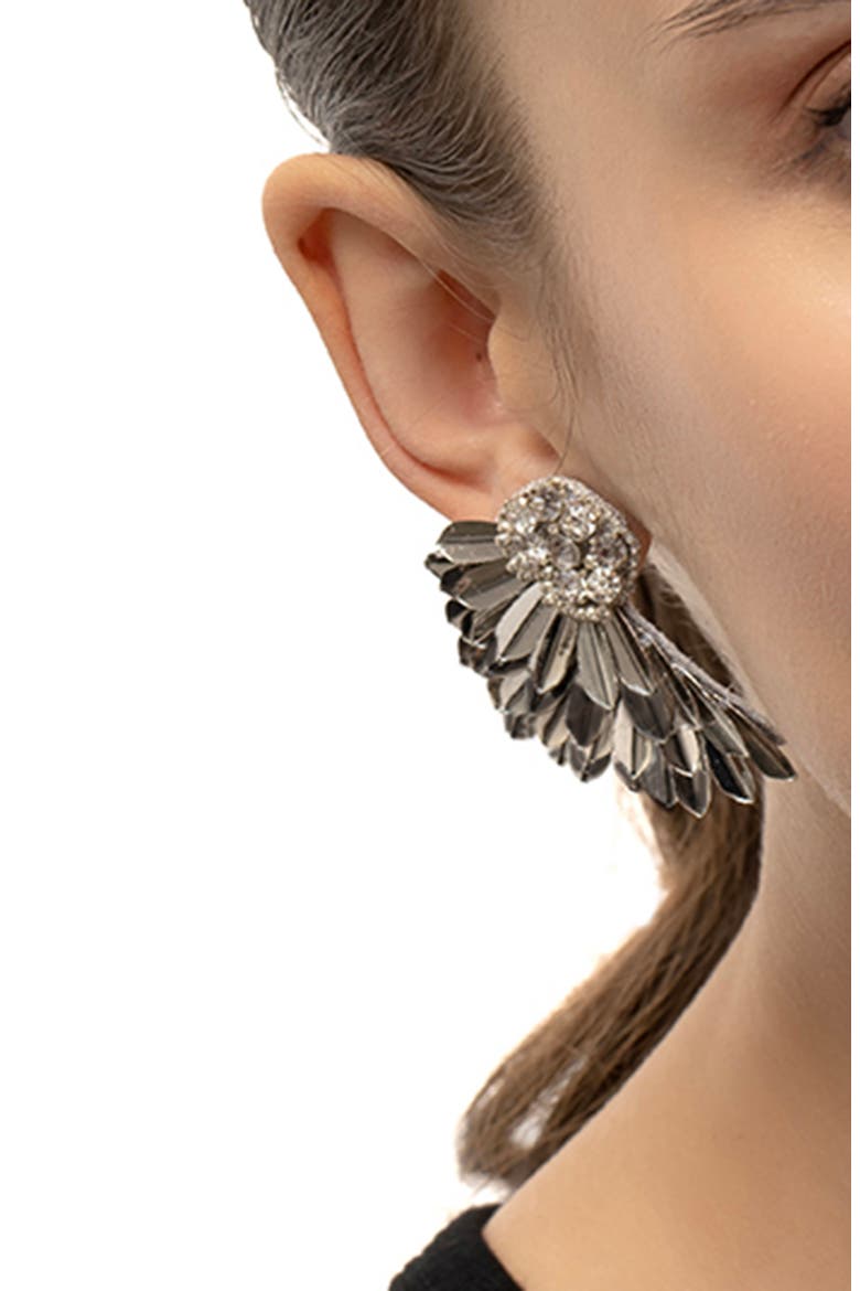 Perry Wing Drop Earrings, Alternate, color, SILVER/ GUNMETAL