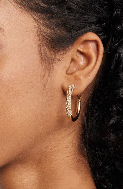 Nordstrom Polished Rhinestone Tube Hoop Earrings In Gold