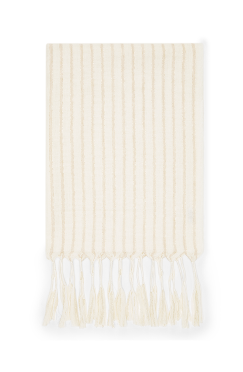 マフラー・ストール BRUNELLO CUCINELLI WHITE AND BEIGE LINEN SCARVES BRUNELLO CUCINELLI Frayed printed linen scarf | THE OUTNET