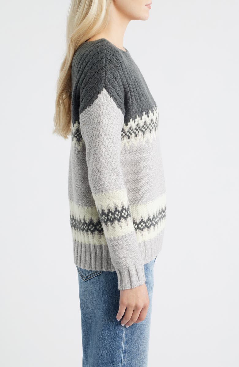 Lucky Brand Fair Isle Boat Neck Sweater, Alternate, color, Micro Chip