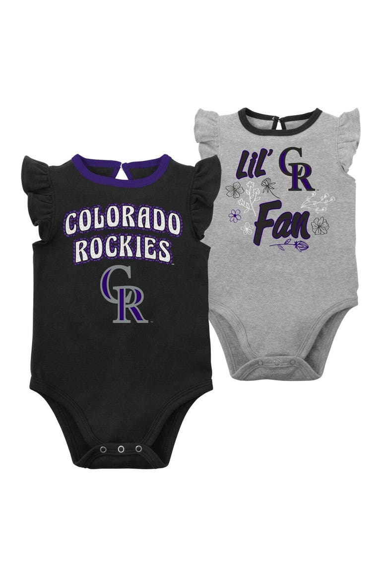 Girls Newborn & Infant Black/Heather Gray Colorado Rockies Little Fan Two-Pack Bodysuit Set, Main, color, Black