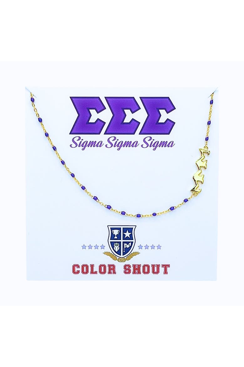 Sigma Sigma Sigma Greek Letter Side Set Necklace, Main, color, Yellow Gold