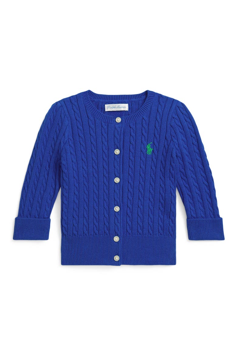 Mini Cable Knit Sweater, Main, color, NEW SAPPHIRE/ CRUISE GREEN