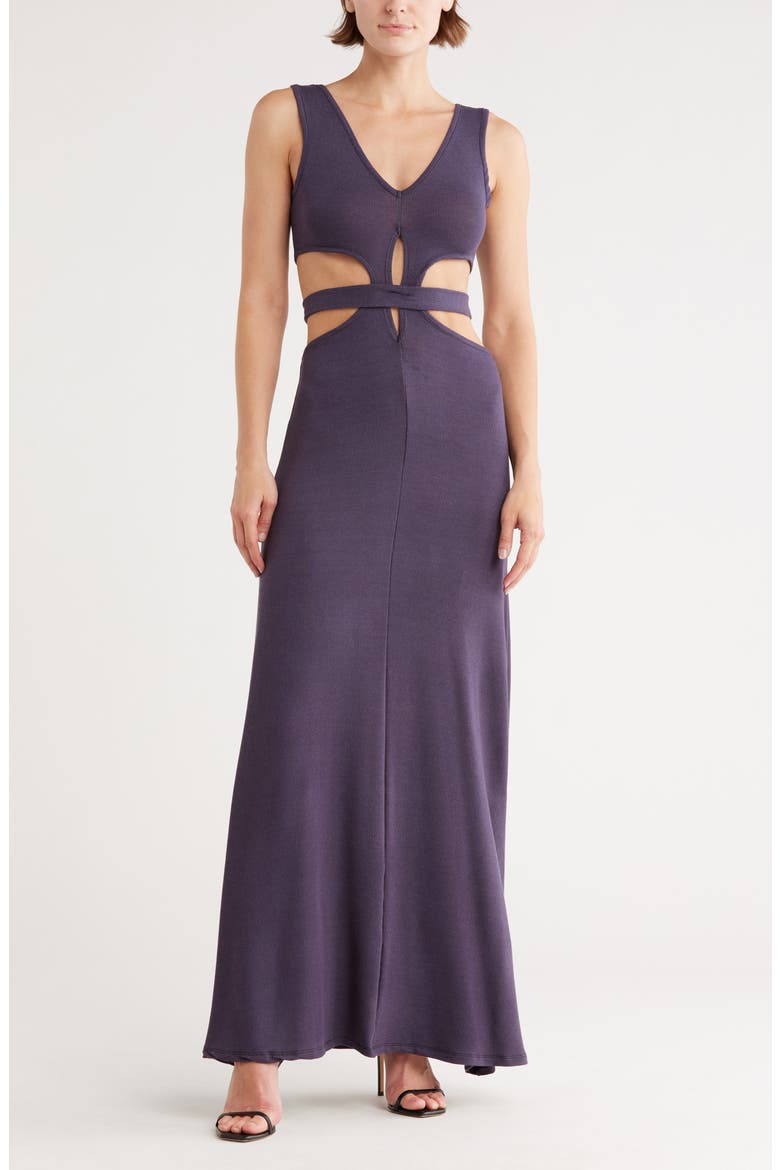 Cutout Jersey Maxi Dress, Main, color, DEJA BLUE