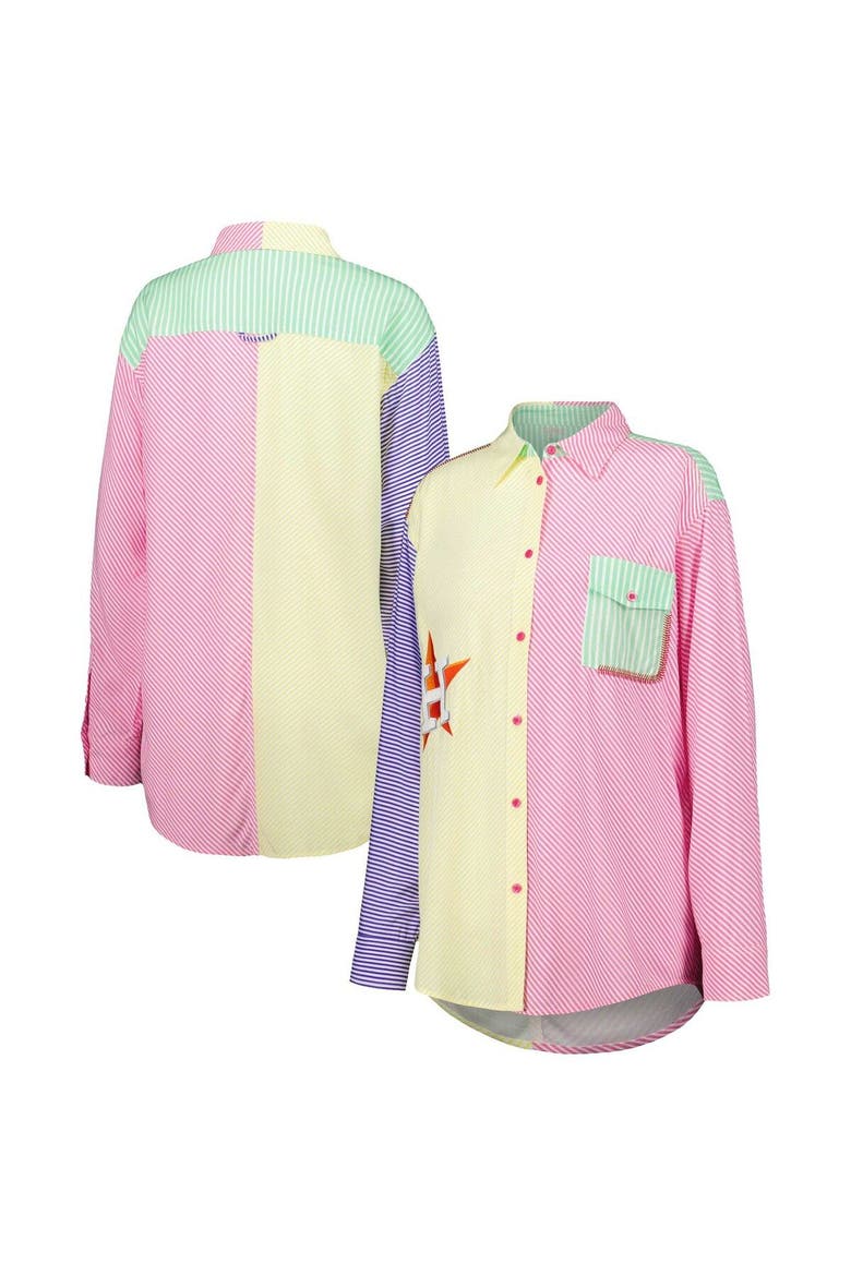 Women's Terez Houston Astros Button-Up Shirt, Main, color, Yellow