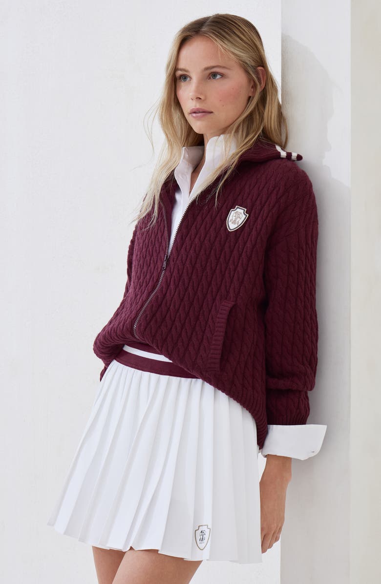 Brunello Cucinelli Cashmere cardigan with logo, Alternate, color, Amaranth