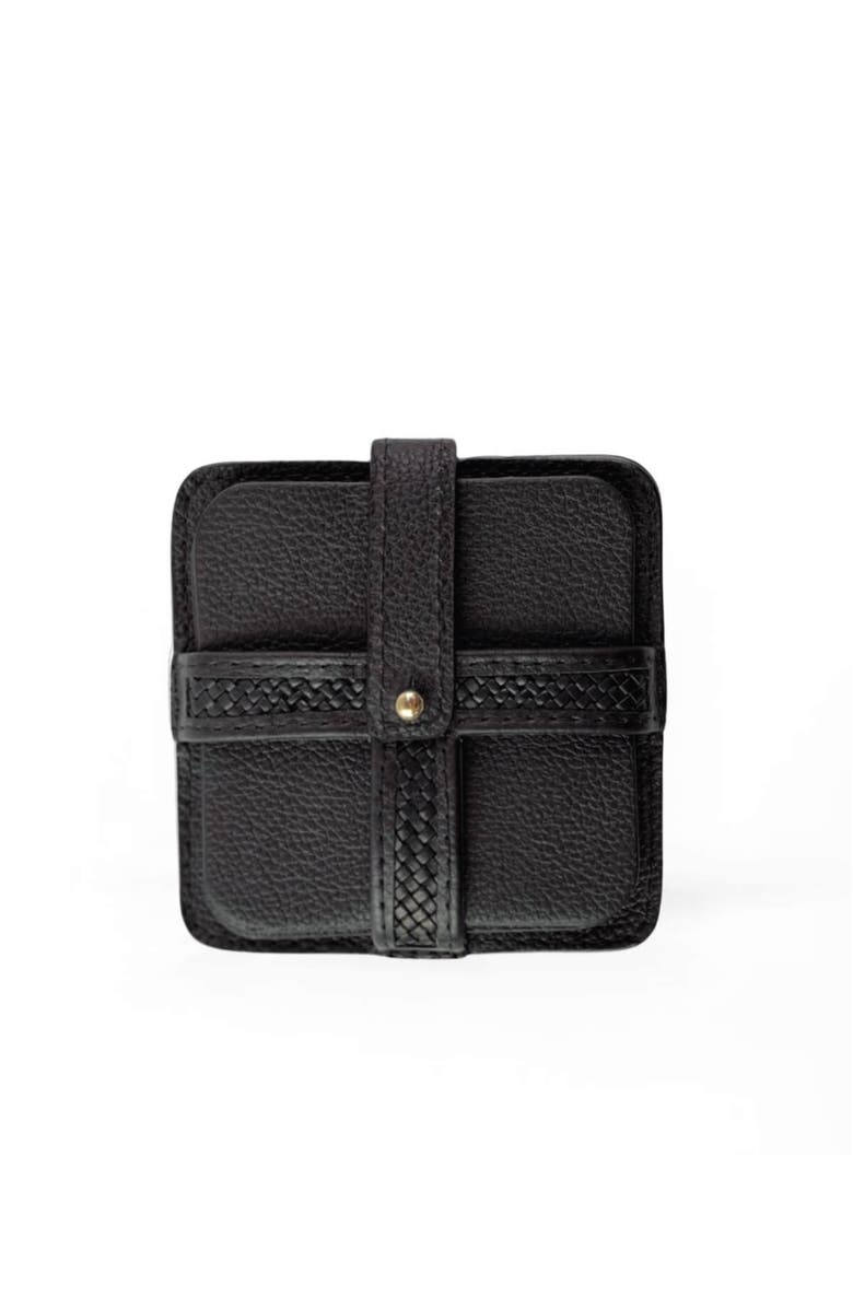 Deux Mains Woven Square Coasters, Main, color, Black