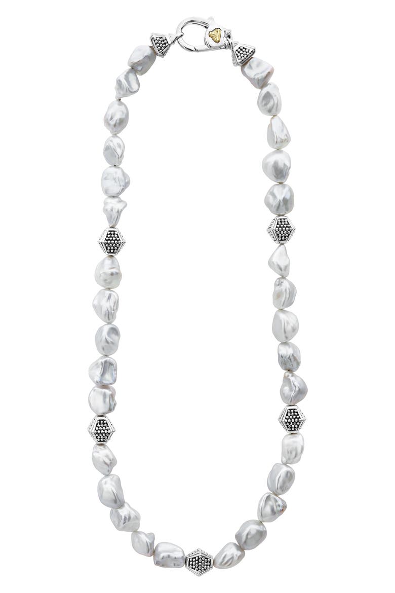 Luna Keshi Pearl Necklace, Main, color, SILVER/ KESHI PEARL