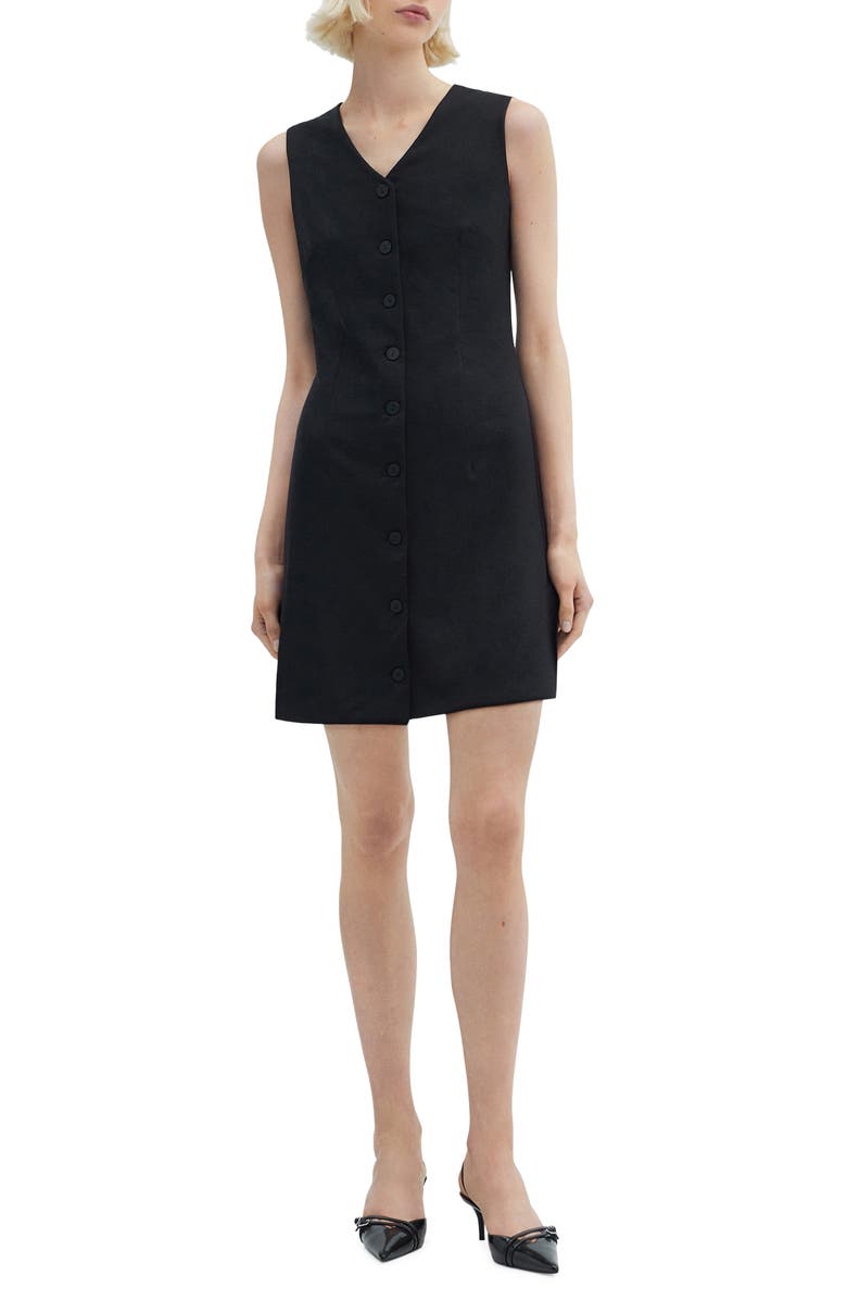 MANGO Sleeveless Mini Shirtdress, Main, color,