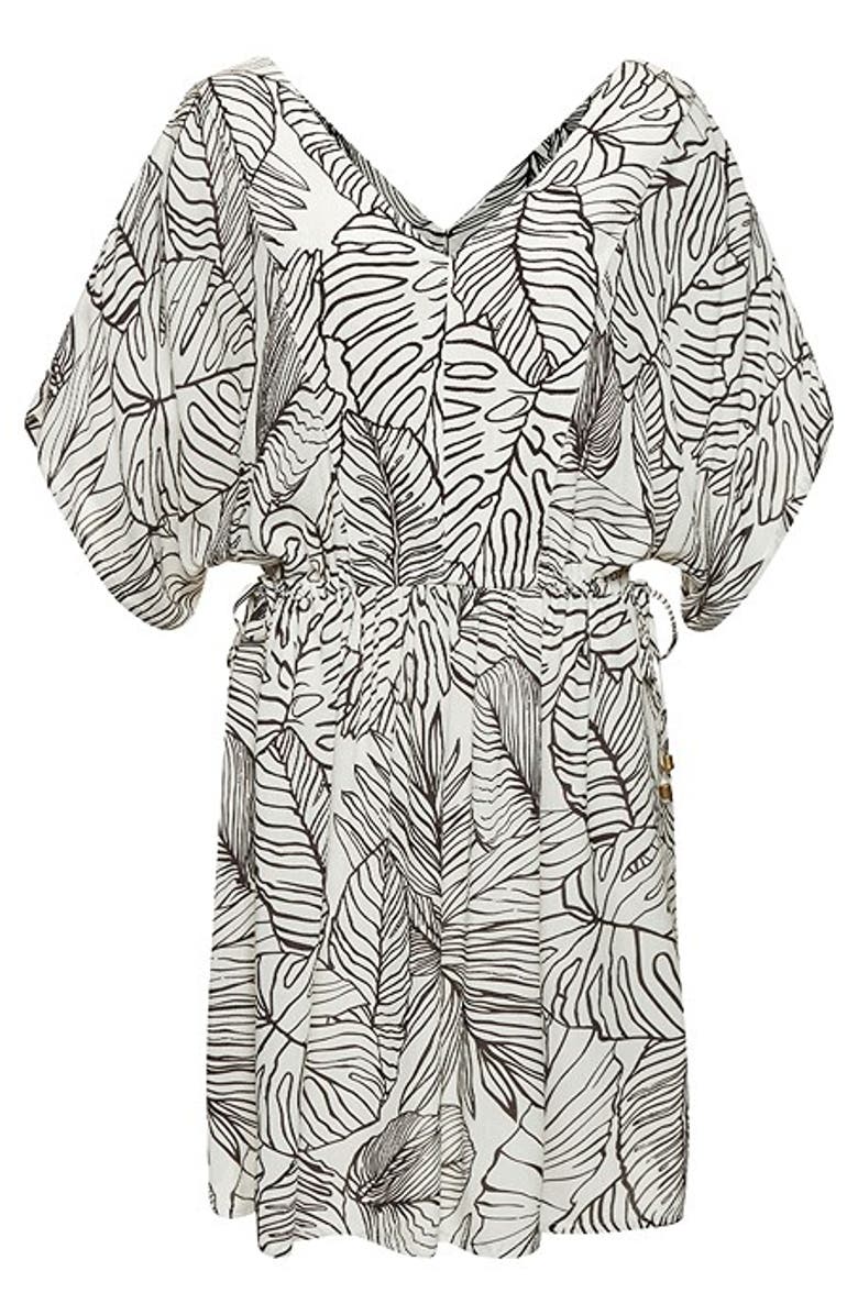 LASCANA Women's Palm Print Cover Up, Alternate, color, Ivory & Black