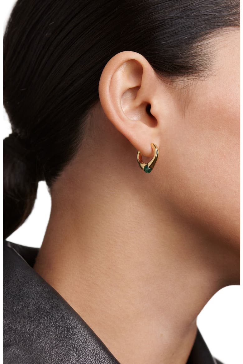 Oasis Single Hoop, Alternate, color, Green Aventurine