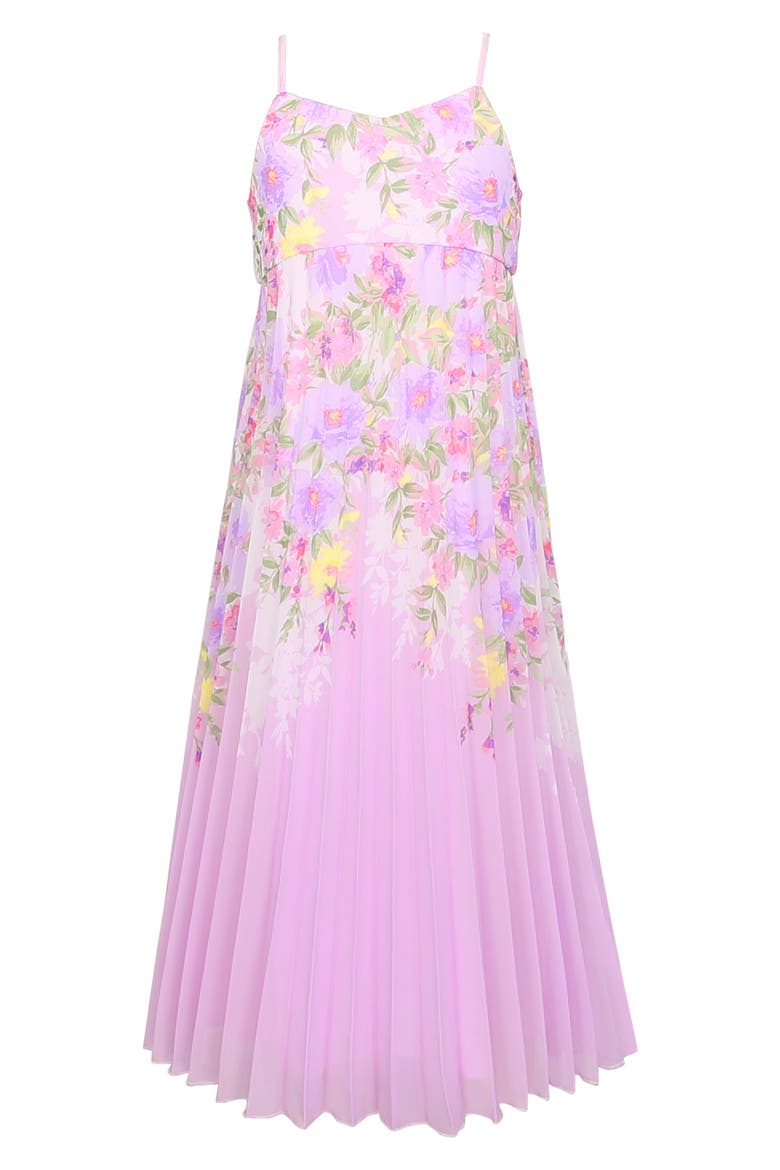 Kids' Floral Pleated Chiffon Dress, Main, color, ORCHID MULTI