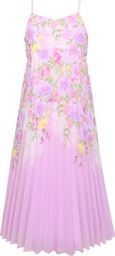 Zunie Kids' Floral Pleated Chiffon Dress