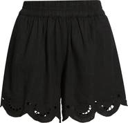 Treasure & Bond Cutwork Hem Linen Blend Pull-On Shorts