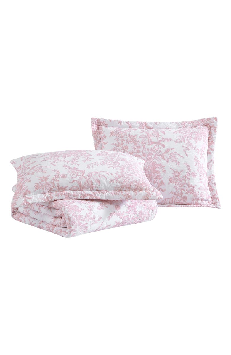 Laura Ashley Bedford Quilt & Sham Set, Main, color, Pale Pink/ White