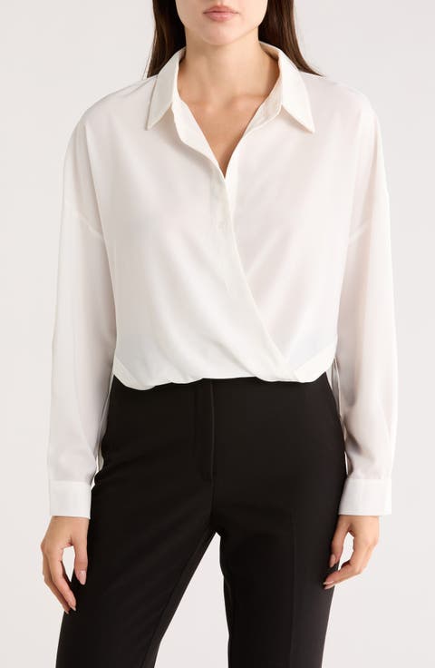Wrap Hem High-Low Button-Up Shirt