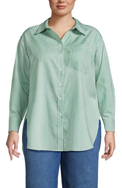 No Iron Oversized Poplin Extra Long Tunic