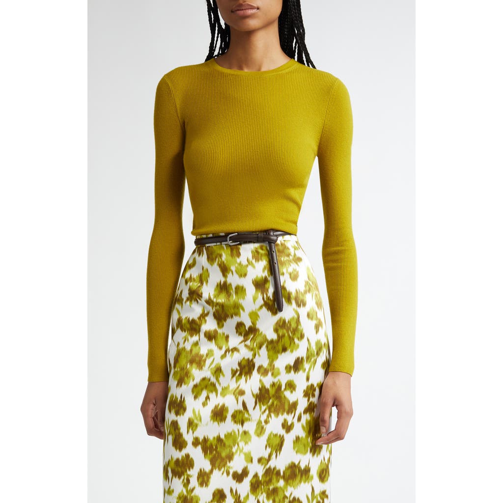Michael Kors Hutton Ribbed Cashmere Pullover In Moss