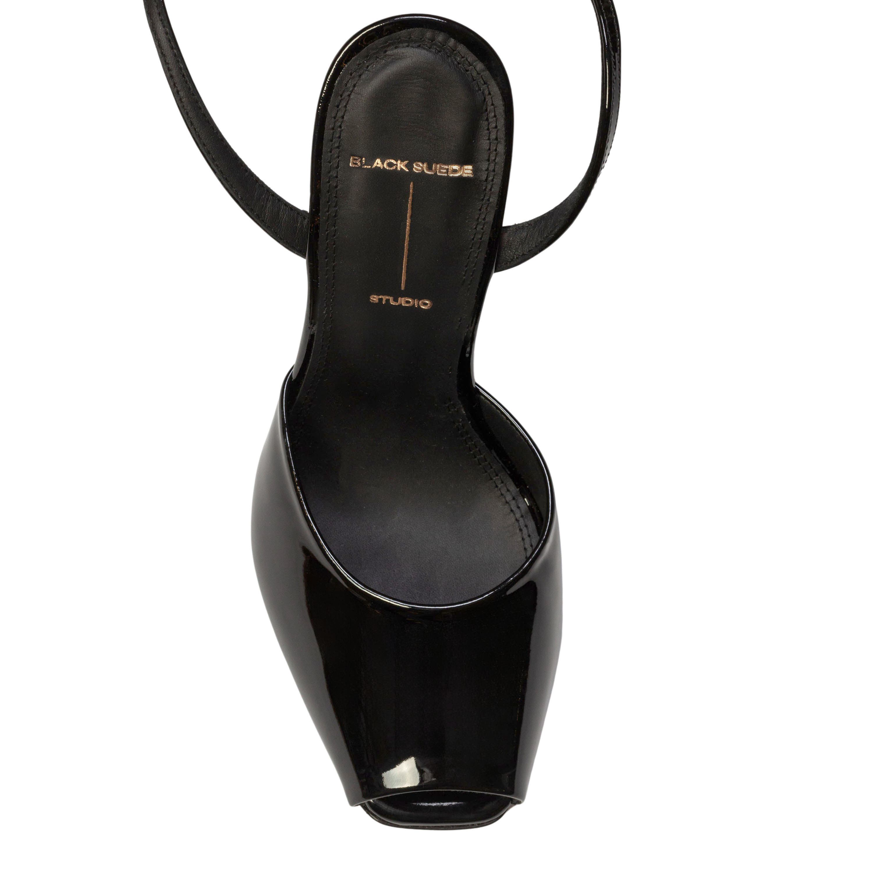 BLACK SUEDE STUDIO Wren 100 Sandal, Alternate, color, Black Patent Leather