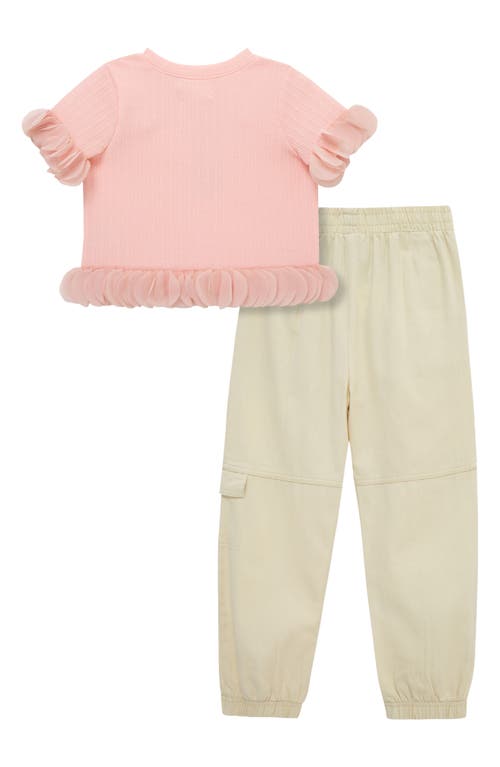 Peek Aren't You Curious Flutter Trim T-shirt & Butterfly Print Cargo Joggers Set In Lilac